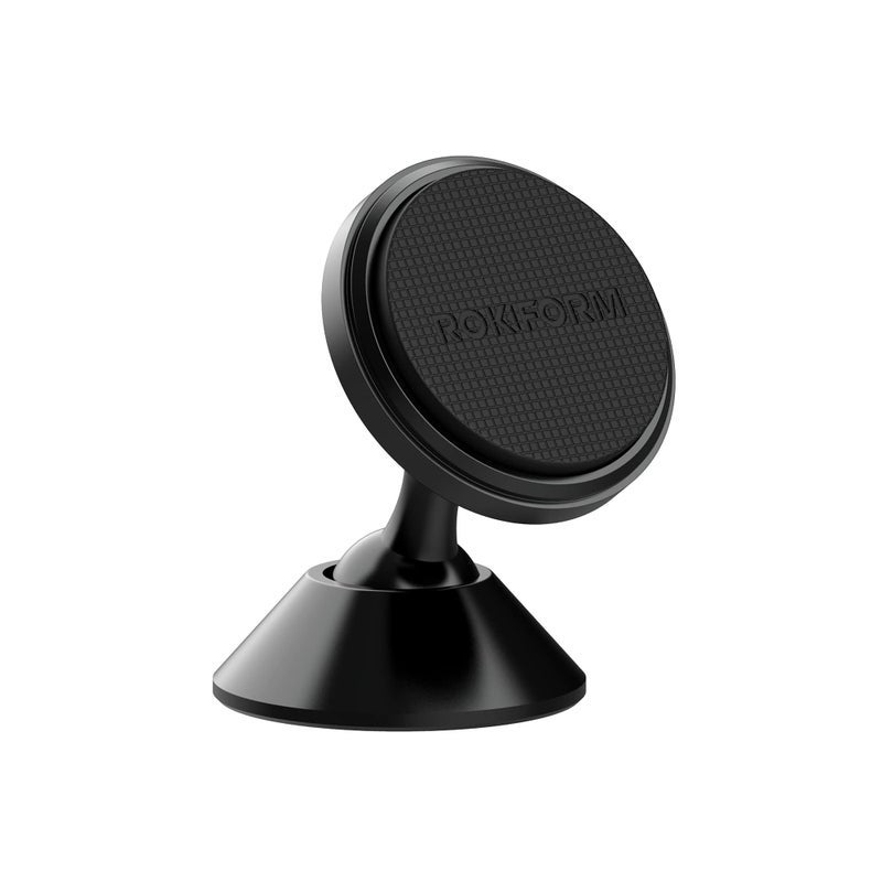 ROKFORM - Adjustable Magnetic Car Mount, 360 Degree Swivel with 3M VHB Tape, Cell Phone Holder, Aluminum Dashboard Phone Mount Stand for Truck Car & Van (Black) - Image 1
